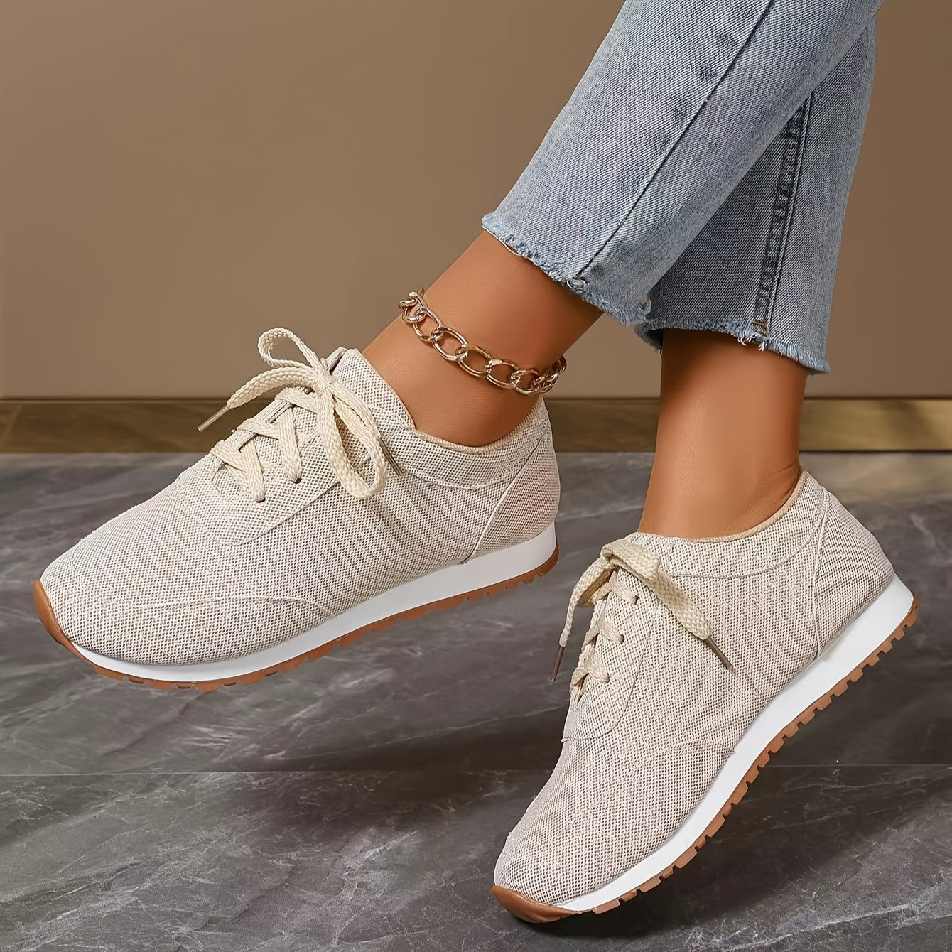 BS Orthopedische Beige Sneakers - Linda