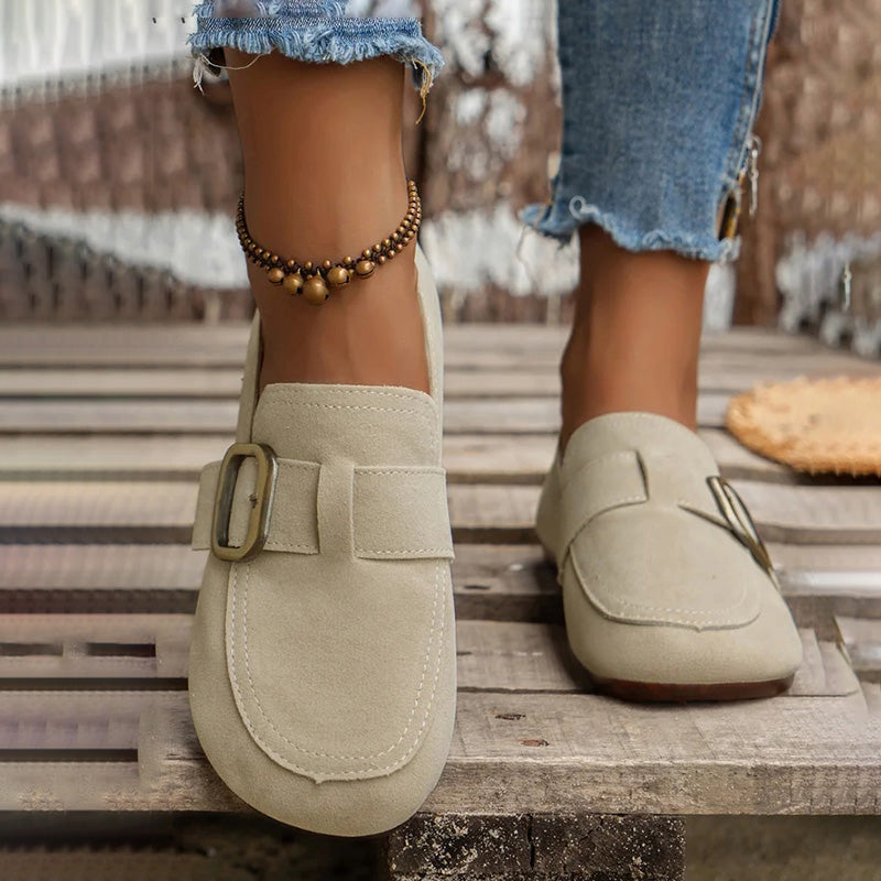 BS Slip-On Low | Comfortabele lage platte slip-on schoenen met gesp voor dames