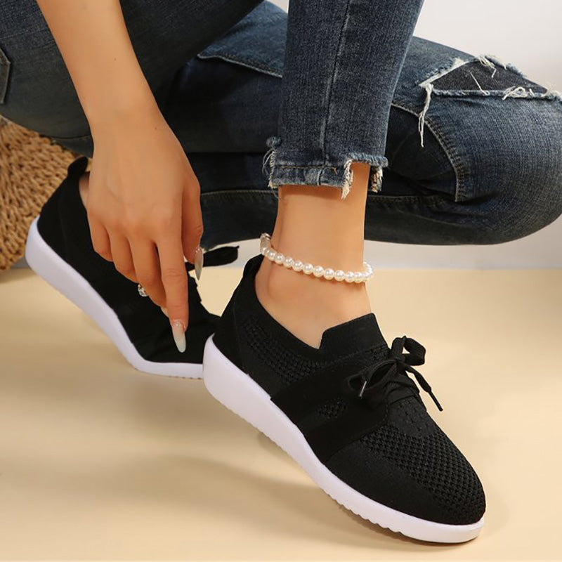 BS Knit Slide | Ademende mesh instap sneakers met veters voor dames