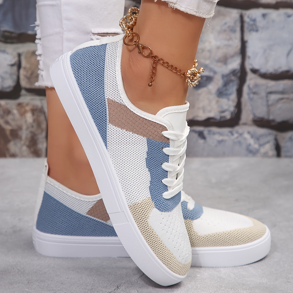 BS Orthopedische Blauw-Witte Sneakers - Lisa