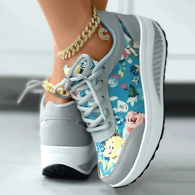 BS Platform | Luxe platform sneakers met bloemenprint voor dames