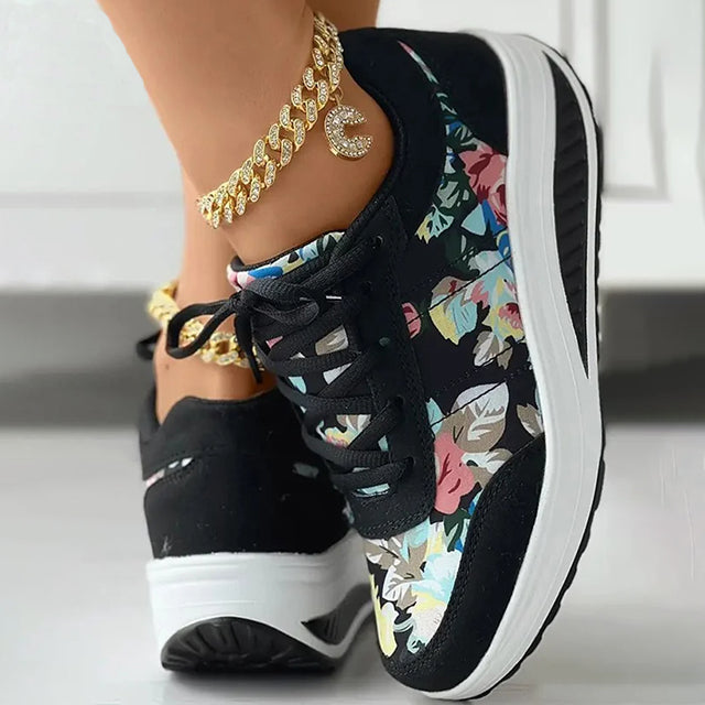 BS Platform | Luxe platform sneakers met bloemenprint voor dames