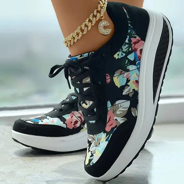 BS Platform | Luxe platform sneakers met bloemenprint voor dames