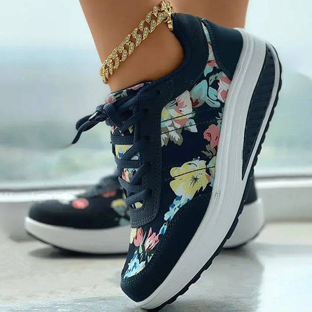 BS Platform | Luxe platform sneakers met bloemenprint voor dames