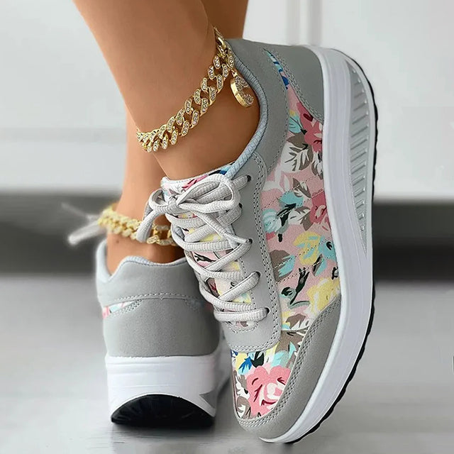 BS Platform | Luxe platform sneakers met bloemenprint voor dames