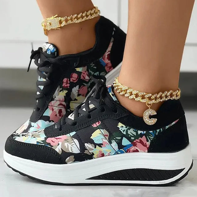 BS Platform | Luxe platform sneakers met bloemenprint voor dames