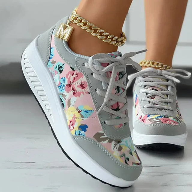 BS Platform | Luxe platform sneakers met bloemenprint voor dames