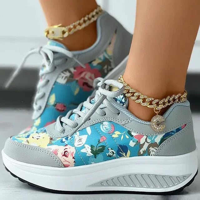 BS Platform | Luxe platform sneakers met bloemenprint voor dames