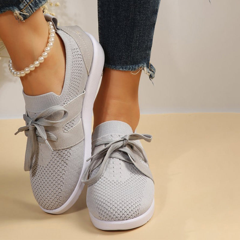 BS Knit Slide | Ademende mesh instap sneakers met veters voor dames