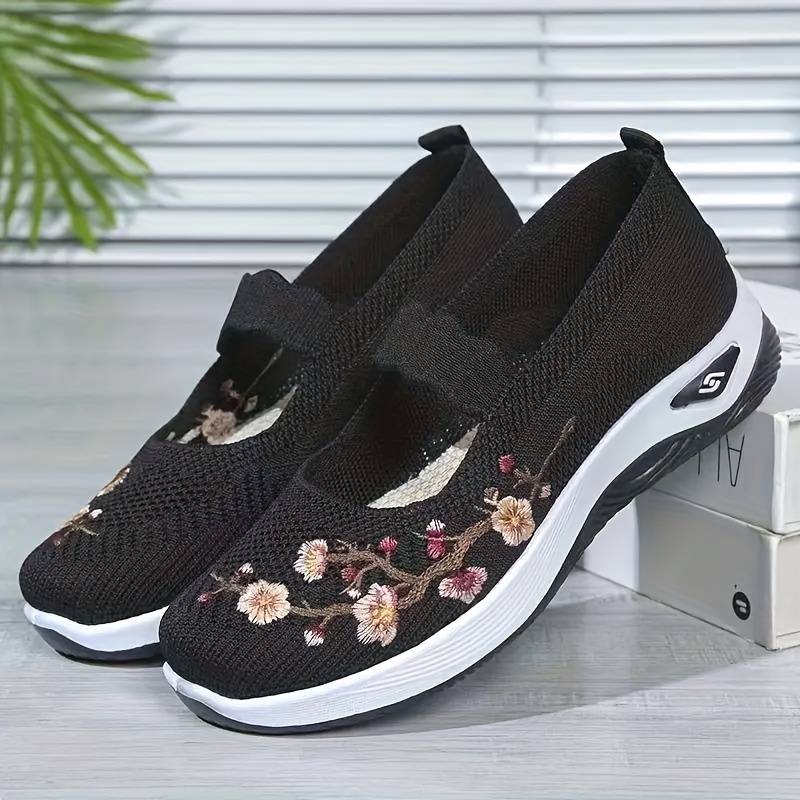 BS Luna - Orthopedische Bloemen Rode Sneakers