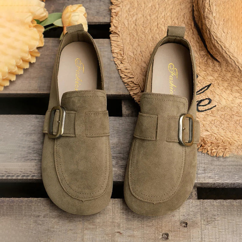 BS Slip-On Low | Comfortabele lage platte slip-on schoenen met gesp voor dames