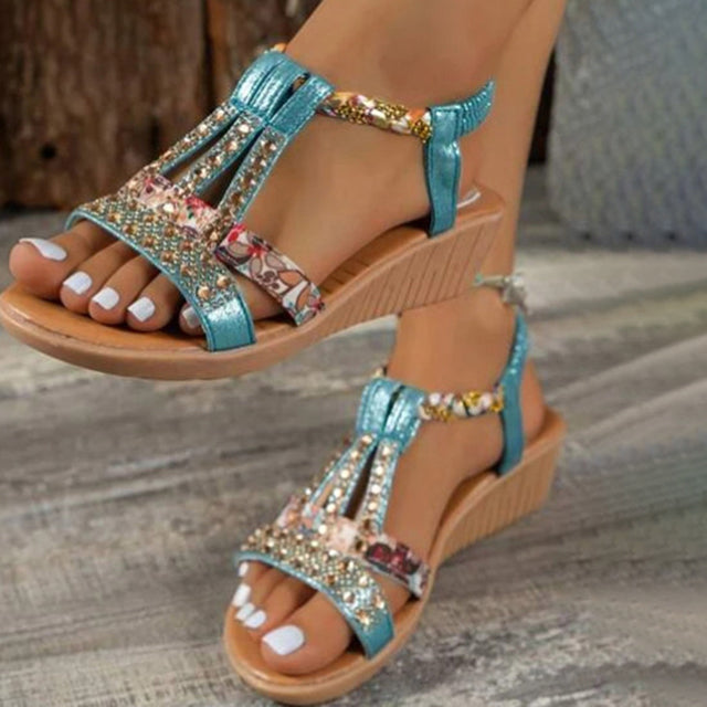 BS Slide | Elegante sandalen met sleehak en strass details voor dames