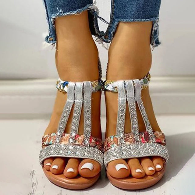 BS Slide | Elegante sandalen met sleehak en strass details voor dames