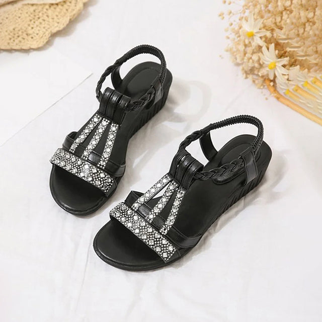 BS Slide | Elegante sandalen met sleehak en strass details voor dames