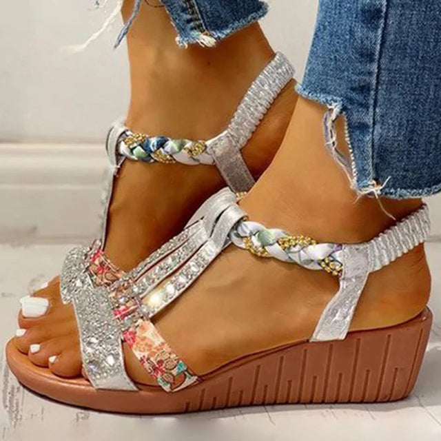 BS Slide | Elegante sandalen met sleehak en strass details voor dames