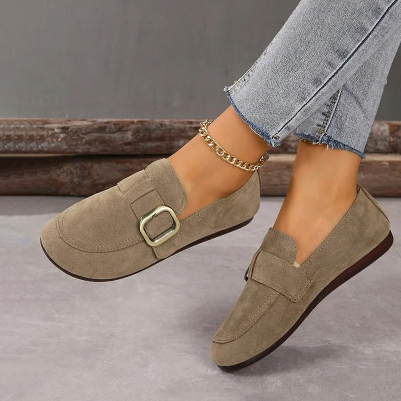 BS Slip-On Low | Comfortabele lage platte slip-on schoenen met gesp voor dames