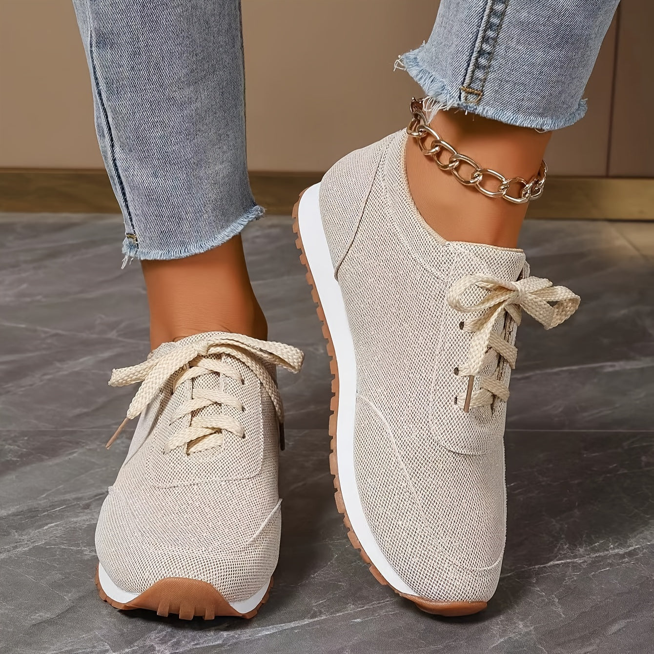 BS Orthopedische Beige Sneakers - Linda