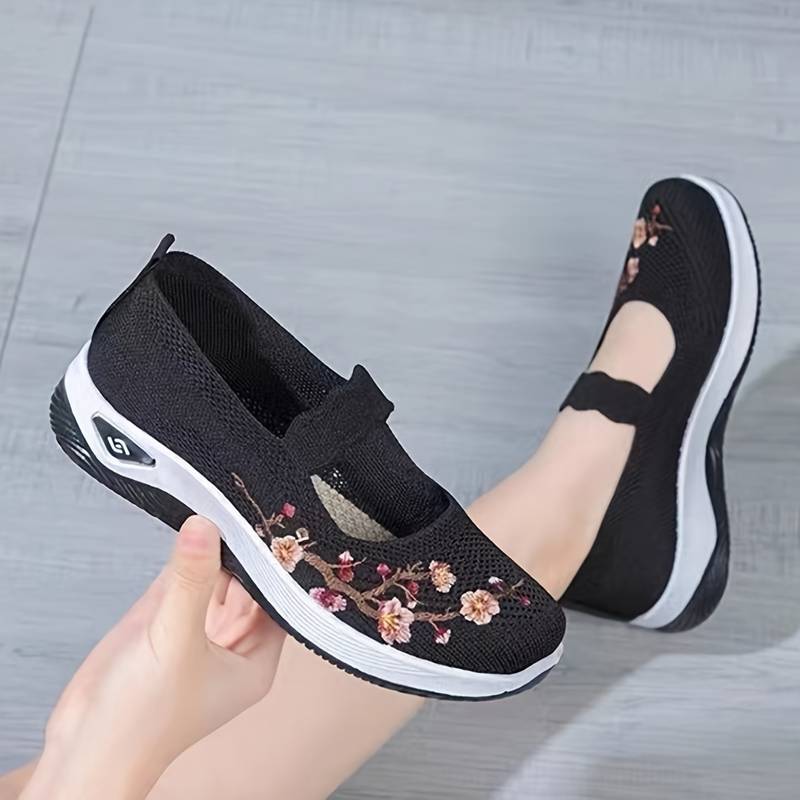 BS Luna - Orthopedische Bloemen Rode Sneakers