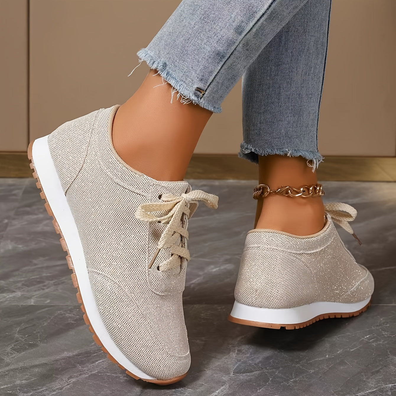 BS Orthopedische Beige Sneakers - Linda