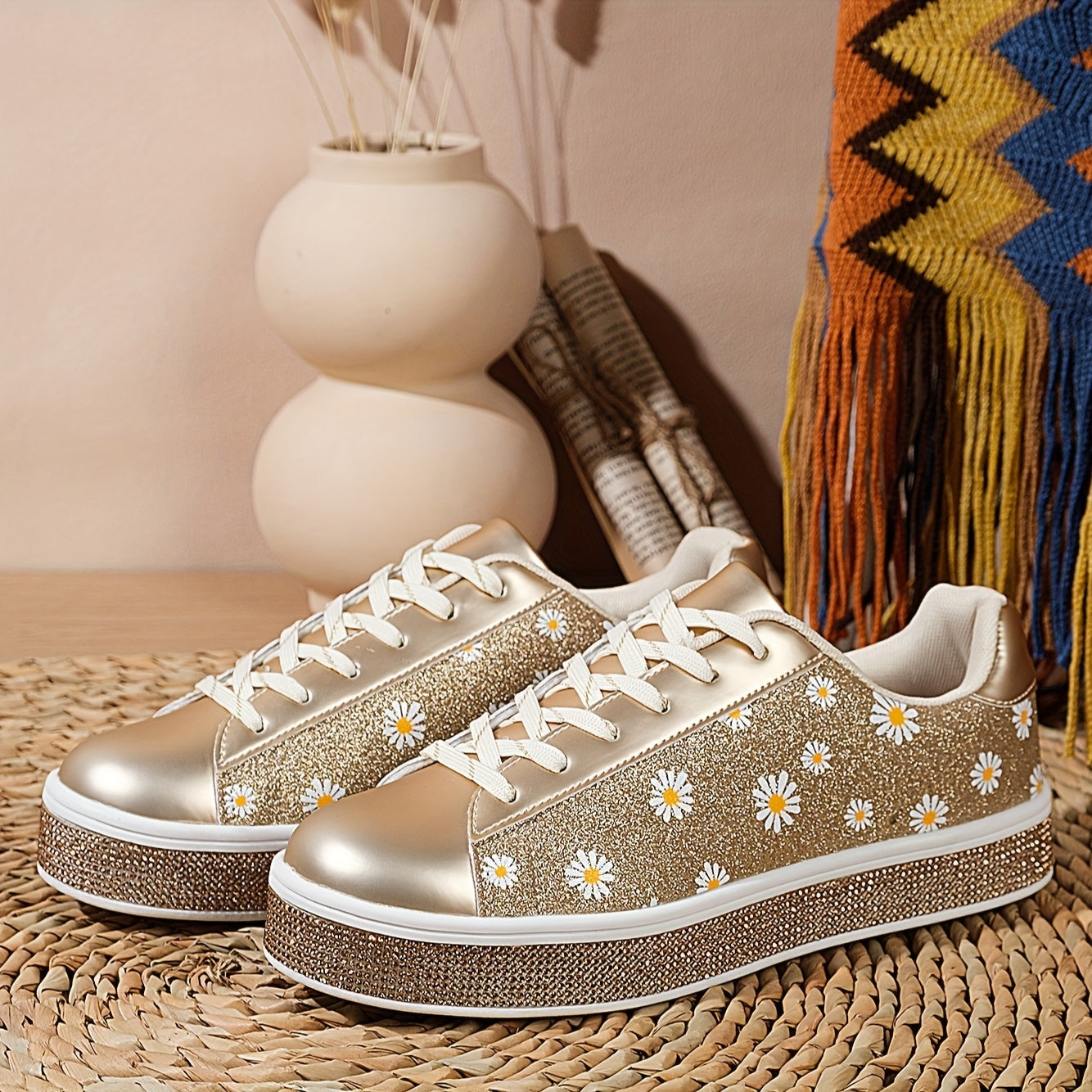 BS Orthopedische Gouden Daisy Sneakers - Laura