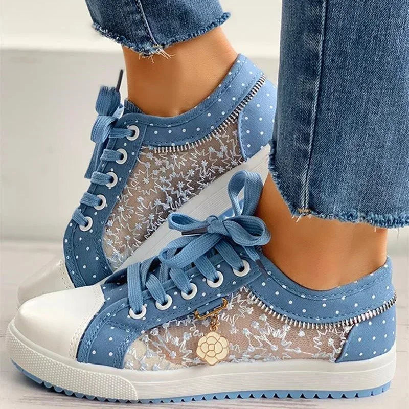 BS Mia - Orthopedische Marineblauwe Sneakers met Kant