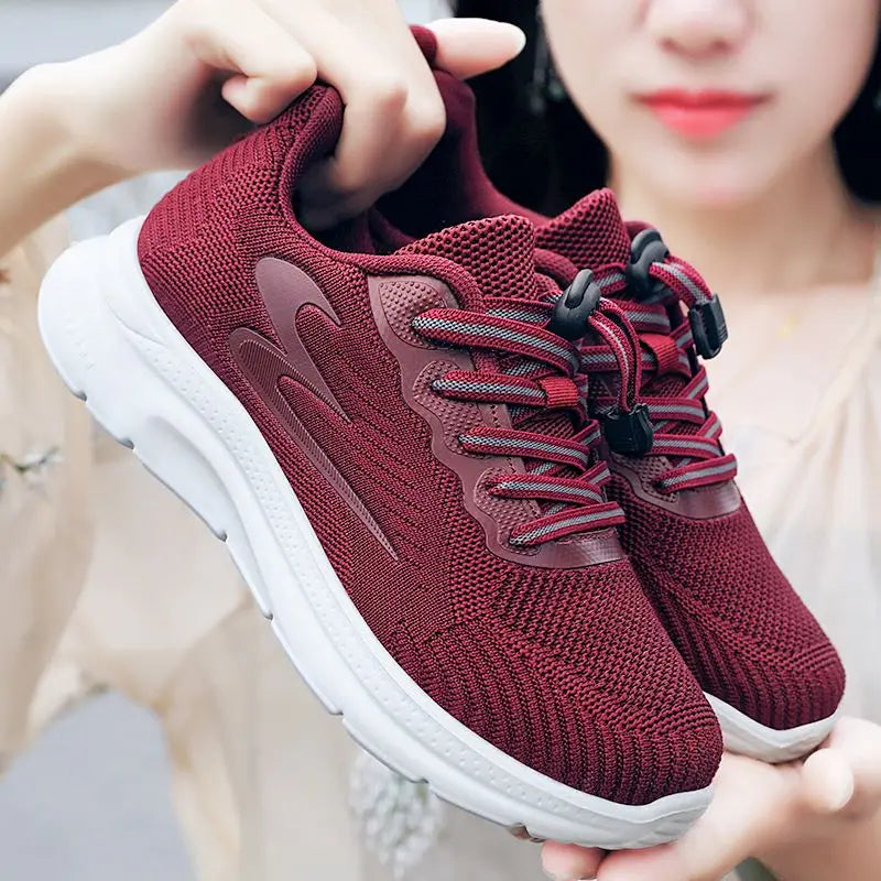 BS Orthopedische Lichtgewicht Burgundy Sneakers - Sarah