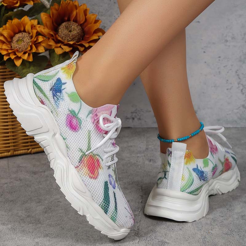 BS Flower Walk | Brede sneakers met bloemenpatroon voor dames