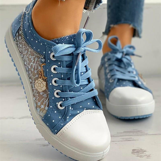 BS Fancy Walk | Modieuze lage sneakers met veters en doorzichtige zijkant voor dames