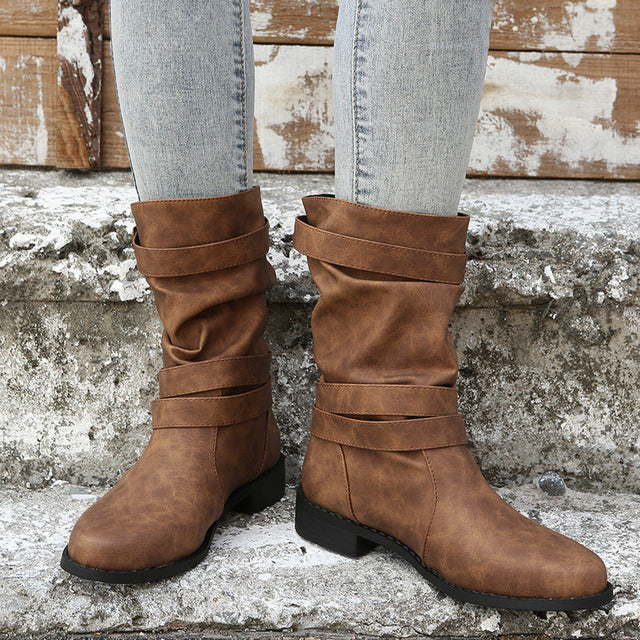 BS Vintage Boot | Vintage half hoge laarzen met gesp voor dames