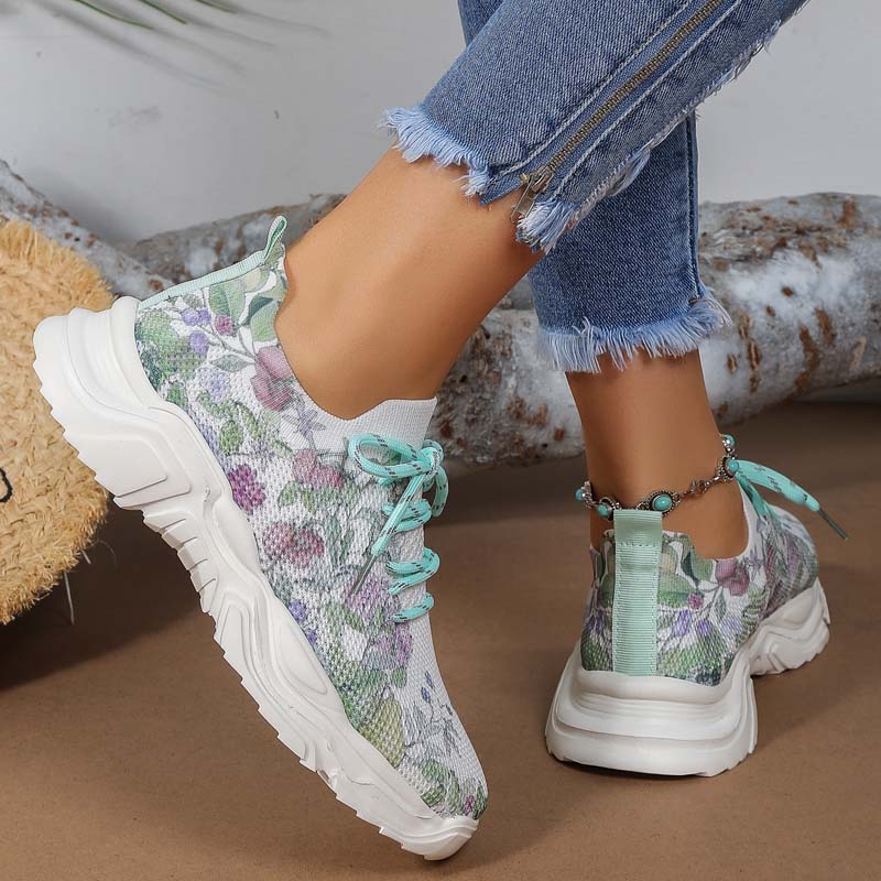 BS Flower Walk | Brede sneakers met bloemenpatroon voor dames