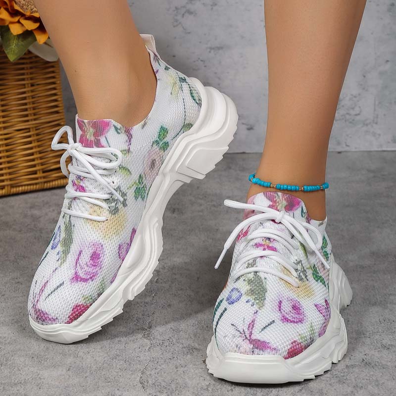 BS Flower Walk | Brede sneakers met bloemenpatroon voor dames