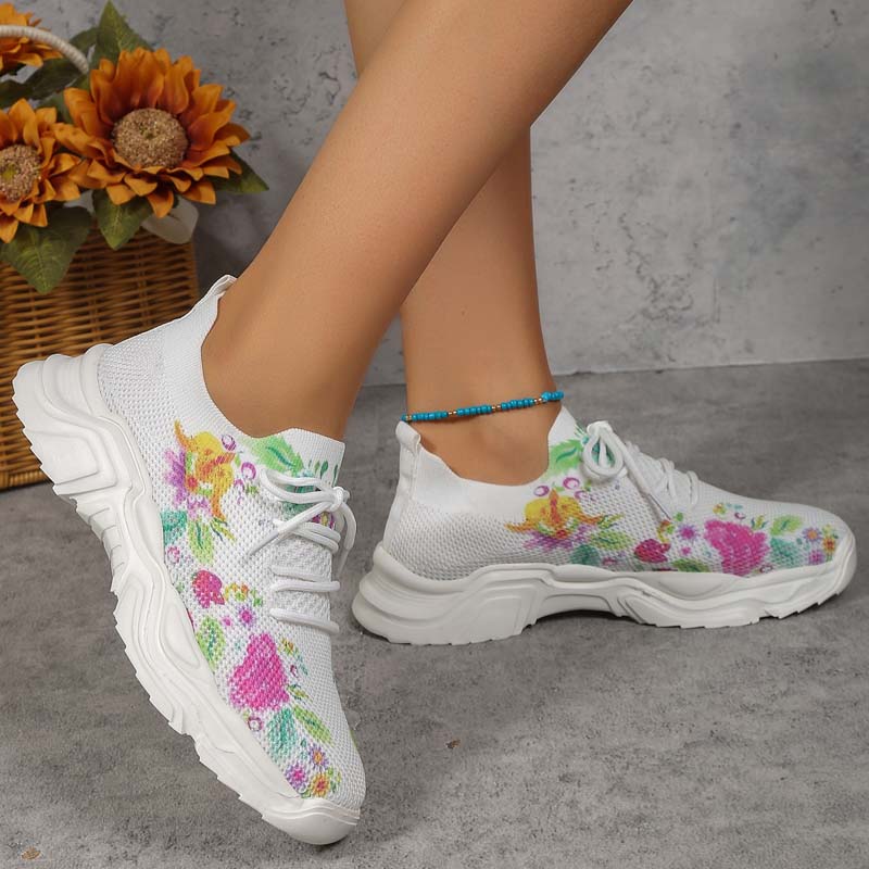 BS Flower Walk | Brede sneakers met bloemenpatroon voor dames