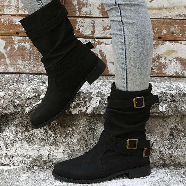 BS Vintage Boot | Vintage half hoge laarzen met gesp voor dames