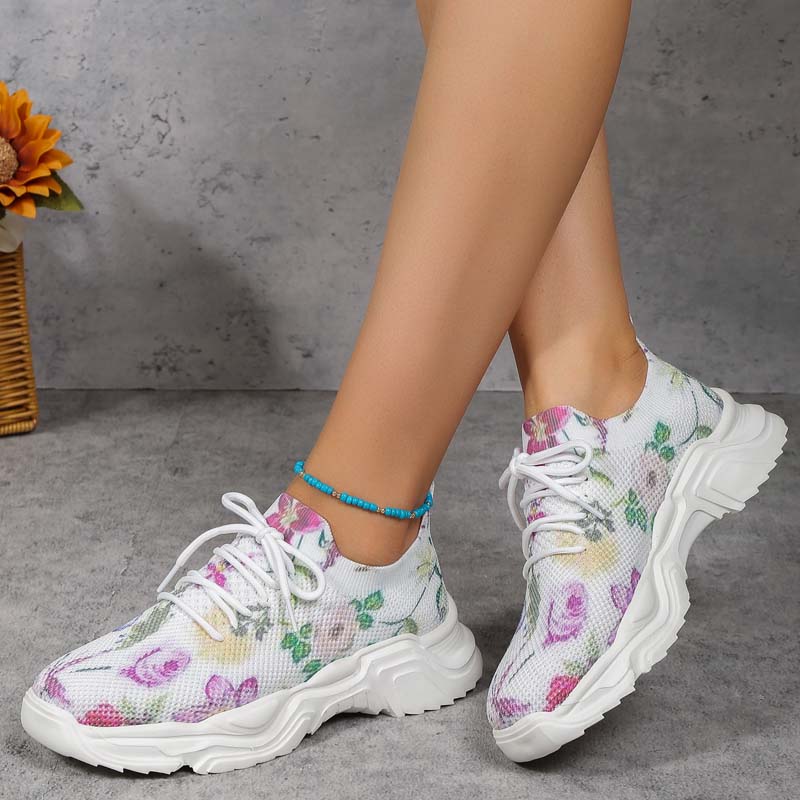 BS Flower Walk | Brede sneakers met bloemenpatroon voor dames