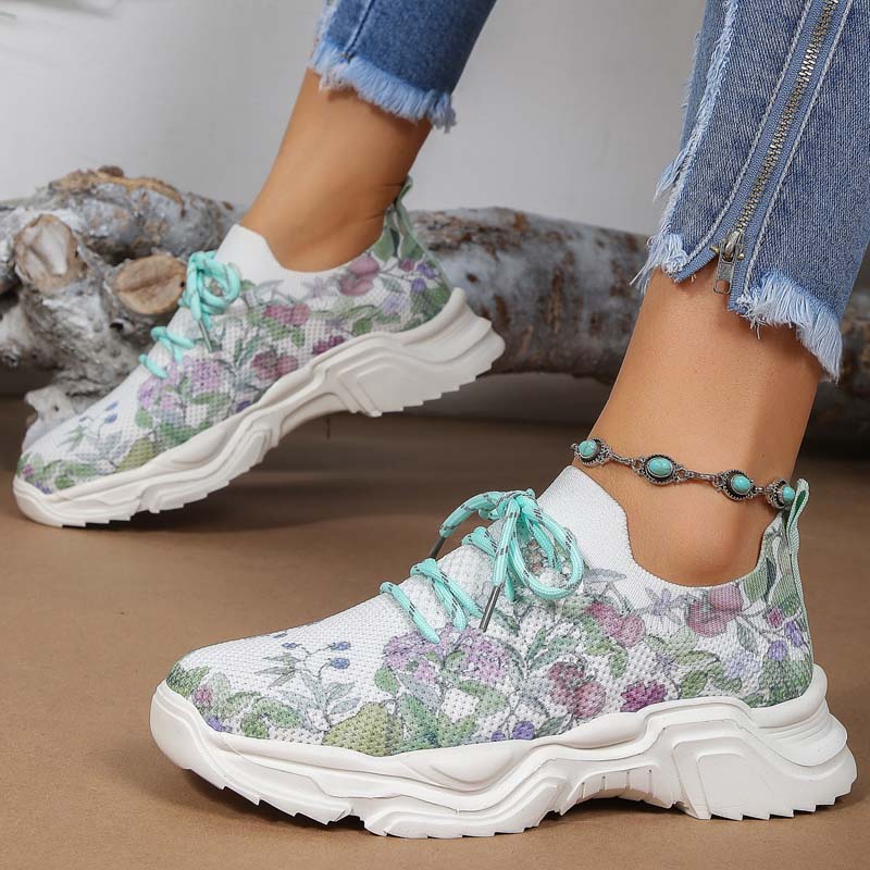 BS Flower Walk | Brede sneakers met bloemenpatroon voor dames