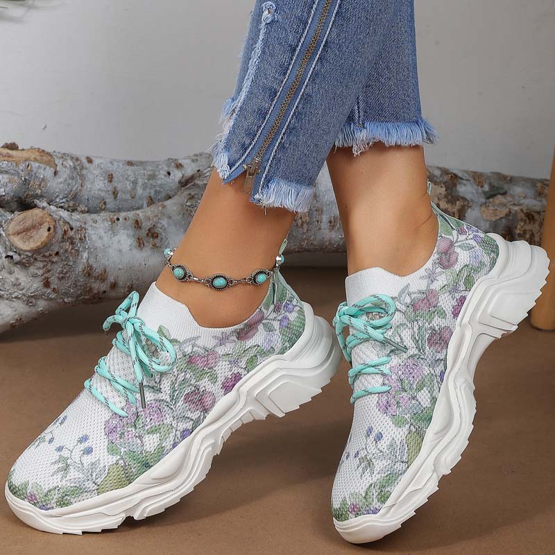 BS Flower Walk | Brede sneakers met bloemenpatroon voor dames