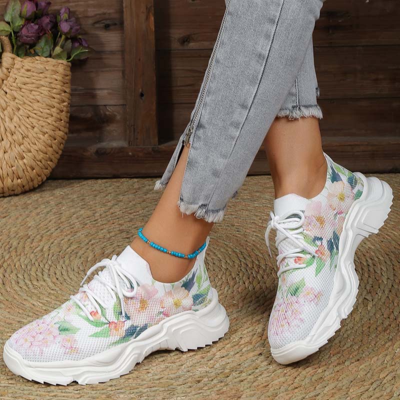 BS Flower Walk | Brede sneakers met bloemenpatroon voor dames