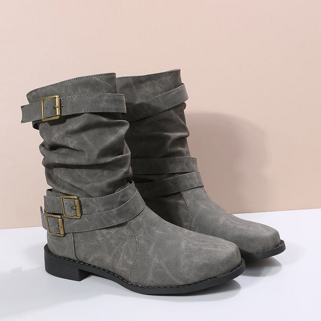 BS Vintage Boot | Vintage half hoge laarzen met gesp voor dames