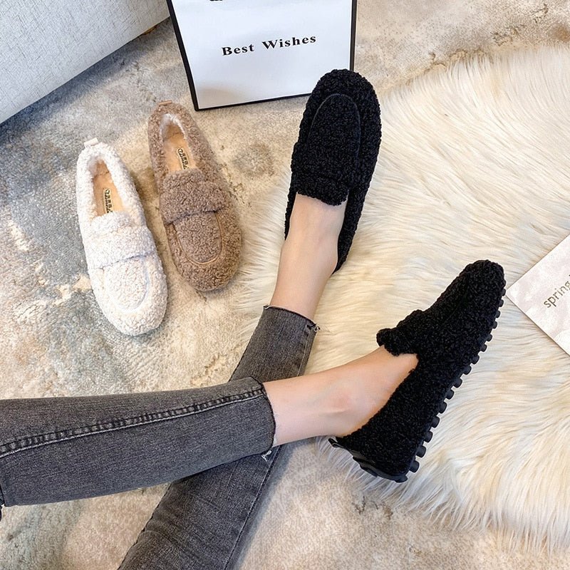 BS Pluche Loafers | Comfortabele platte damesschoenen met zachte zool