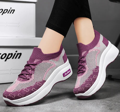 BS FlyKnit Run | Geweven sok sneakers met dikke ergonomische zool voor dames