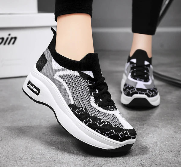 BS FlyKnit Run | Geweven sok sneakers met dikke ergonomische zool voor dames