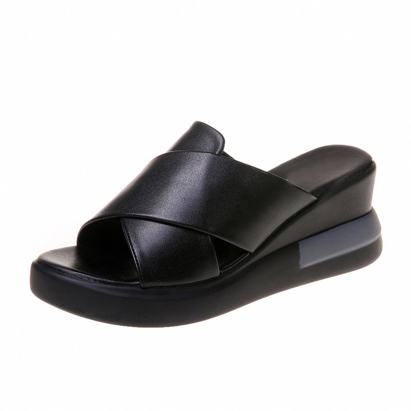 BS Orthopedische Zwarte Slipper Sandalen - Emma