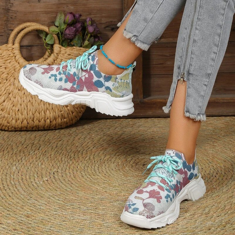 BS Sneakers | Casual mesh sneakers met ergonomische zool en bloem details voor dames