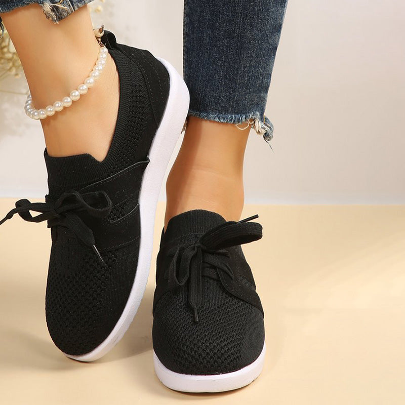 BS Knit Slide | Ademende mesh instap sneakers met veters voor dames