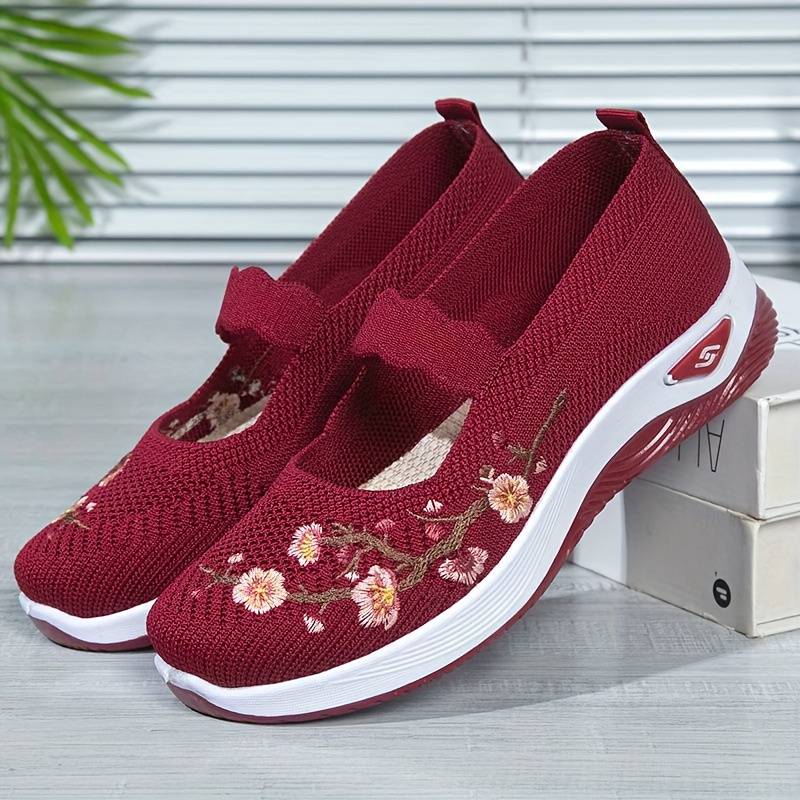 BS Luna - Orthopedische Bloemen Rode Sneakers