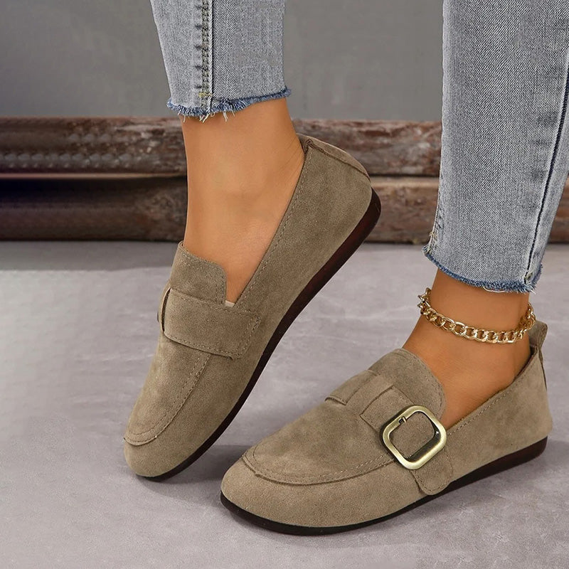 BS Slip-On Low | Comfortabele lage platte slip-on schoenen met gesp voor dames