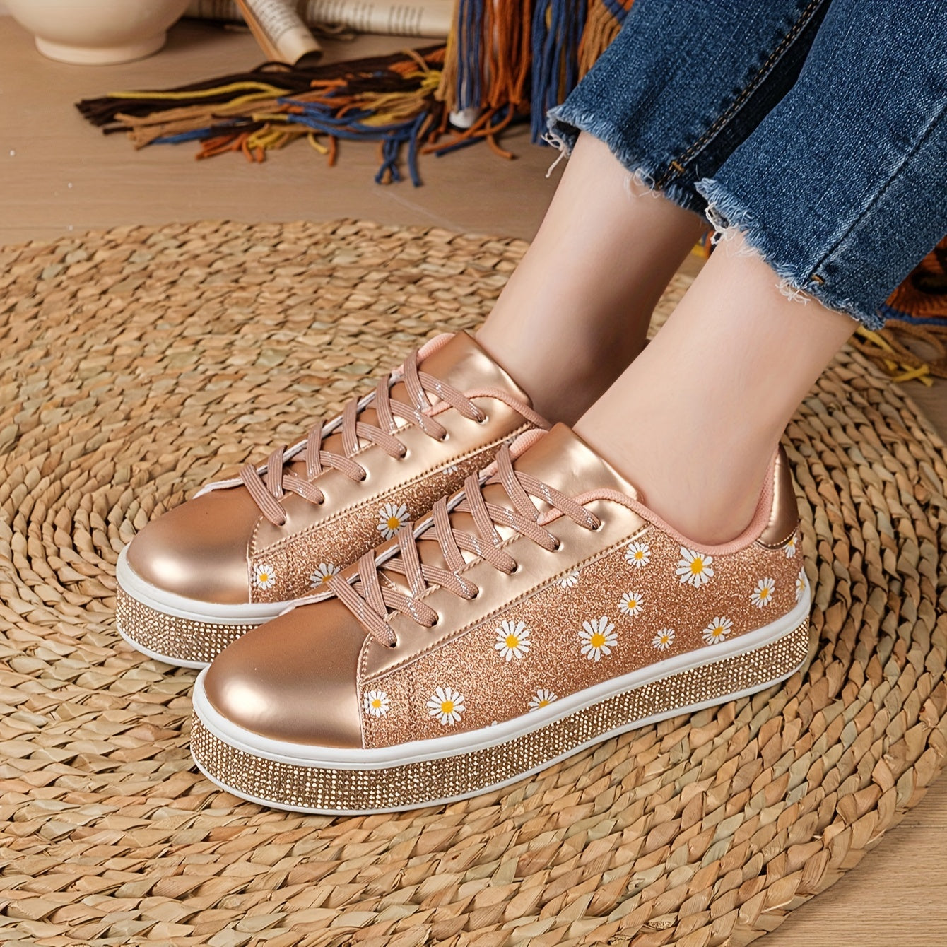 BS Orthopedische Gouden Daisy Sneakers - Laura