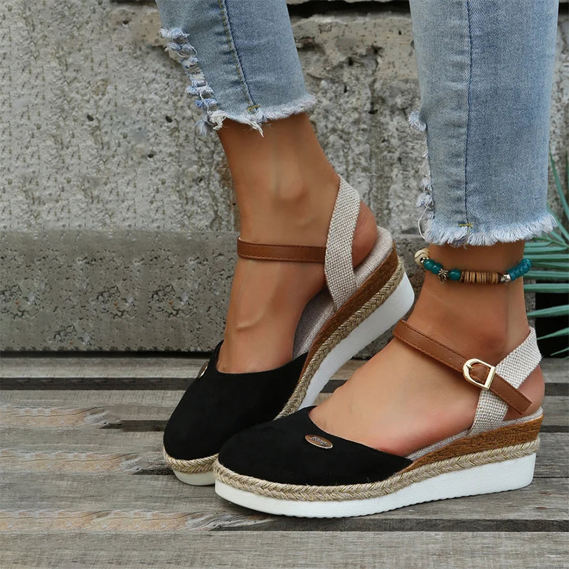 BS Slide | Modieuze keil sandalen met wreef bandje voor dames