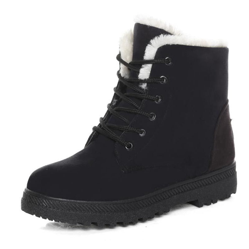 BS Fur Boot | Warm gevoerde winterlaazen met veters voor vrouwen