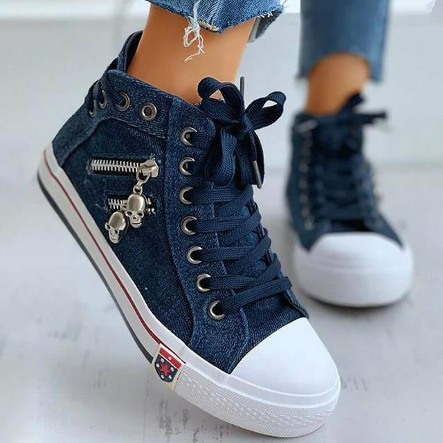 BS Denim Star | Elegante sneakers met veters en gummi zool voor dames